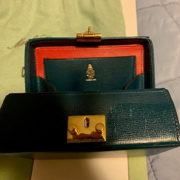 Spectacular, Iconic Mark Cross GRACE Box Bag Clutch, EUC, Blue with Dust Bag - Picture 6 of 15